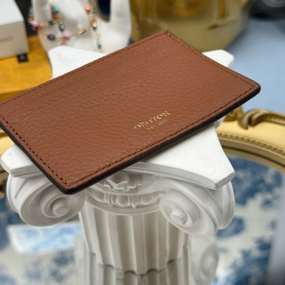 🆕 OROTON 🧿 NWOT Margot Card Sleeve, Whiskey Leather Cardholder